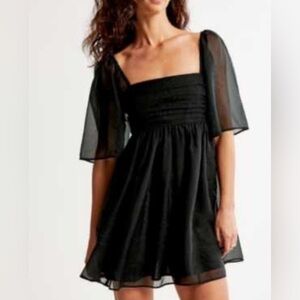 ABERCROMBIE & FITCH fully lined sheer angel sleeve black mini dress, size medium